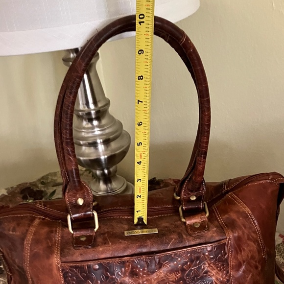 Flower Embossed Handmade Brown Leather Handbag Shoulder Bag by Valenchi - Picture 10 of 16